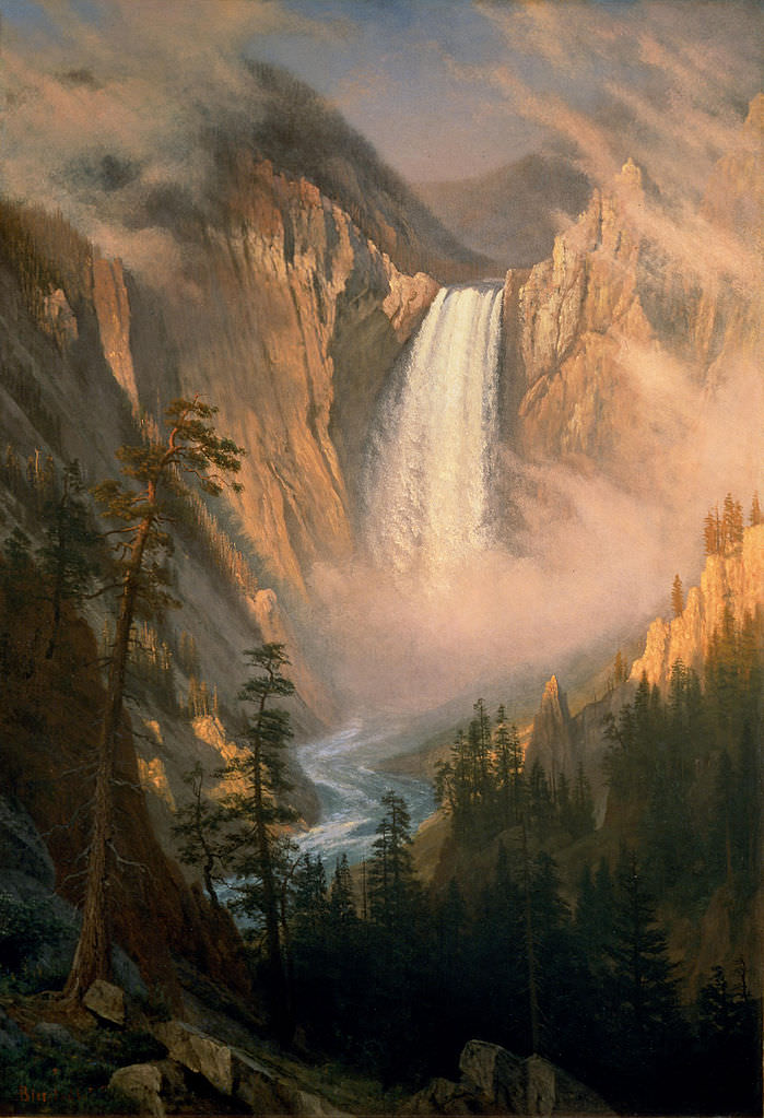 Lower Yellowstone Falls, 1881 by Albert Bierstadt